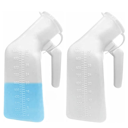 YUMSUM Thick Firm Male Urinal Urine Bottle with Lid 32oz./1000mL (White)pack of 2,