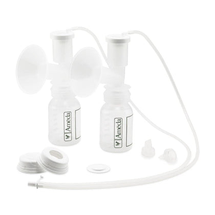 Ameda Dual HygieniKit Universal (Non-Sterile) Milk Collection System | Hands Free Breast Pump Accessories | for Platinum or Elite Breast Pumps | NOT Recommended with MYA Joy, MYA Joy Plus or Pearl