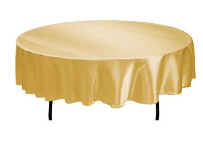 Tektrum 70 INCH Round Silky Satin Tablecloth - Premium Fabric (Gold)