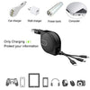 oatsbasf retractable usb cable, 3 in 1 micro usb/type-c charger charging cord compatible with cell phones tablets universal use,black,3.3ft(charging only)