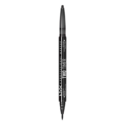 NYX PROFESSIONAL MAKEUP Two-Timer Dual Ended Eyeliner, Eyeliner Pencil, Jet Black (TT01)