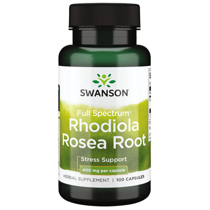 Swanson Premium Brand Rhodiola Rosea Root - Adaptogenic Herb Supplement Promoting Mood Balance & Stress Support - Natural Formula for Energy Support - (100 Capsules, 400mg Each)