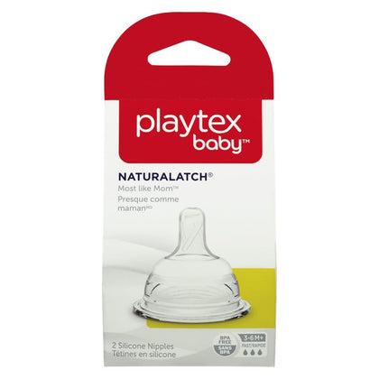 Playtex Baby Naturalatch Most like Mom Silicone Baby Bottle Nipples, Fast Flow, Pack of 2 Nipples (Compatible with all Playtex Baby Bottles)