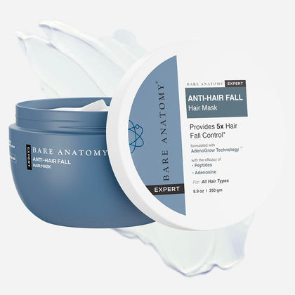 Bare Anatomy Anti-Hair Fall Mask | Provides 5X Hair Fall Control | For Hair Fall | Suitable For All Hair Types | Enriched with Adenosine and Peptides | 8.8 Floz