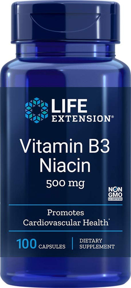 Life Extension - Vitamin B3 Niacin - 500 Mg - 100 Caps (Pack of 3)