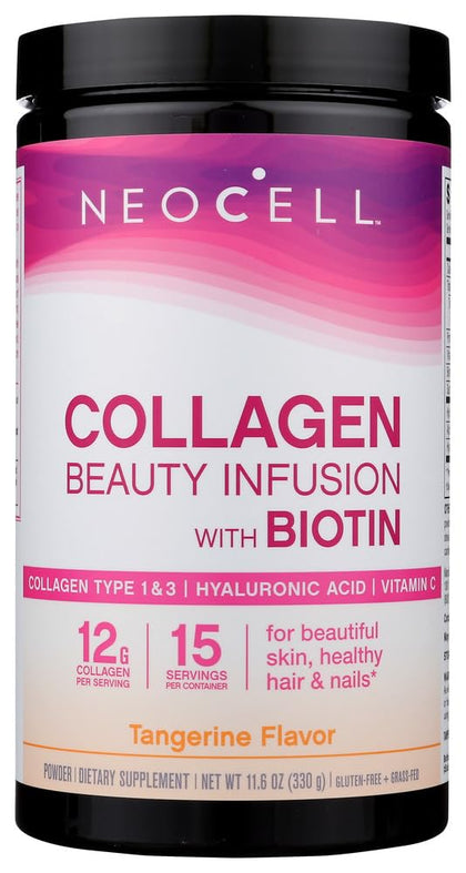 NeoCell Laboratories Collagen Drink Mix - Beauty Infusion - Tangerine Twist - 6000mg Collagen - 11.64 oz - Gluten Free