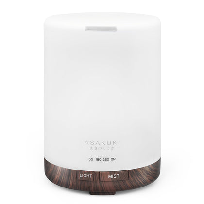 ASAKUKI 300ML Essential Oil Diffuser, Quiet 5-in-1 Premium Humidifier, Natural Home Fragrance Aroma Diffuser with 7 LED Color Changing Light and Auto-Off Safety Switch-Dark Brown