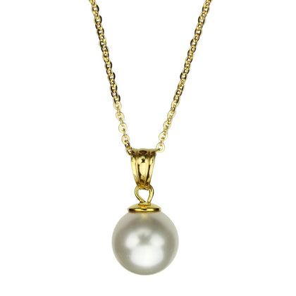 18k Gold-Flashed Sterling Silver Cable Chain Necklace Crystal Simulated Pearl 20