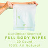 HyperGo Body Wipes - No Rinse Wet Wipes for Adults, All Natural Shower Bathing Wipes, Refreshing Body and Face Cleansing Wipes for Women and Men, 40 Extra Large Disposable Washcloths, 12x12 Cucumber