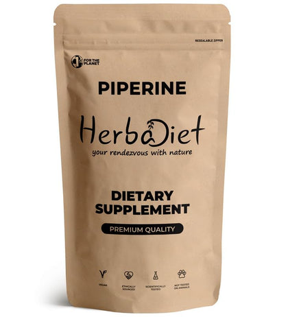 Herbadiet Piperine 95% Powder | Black Pepper Extract Powder 95% by Hplc | Bioavailability Enhancer, Boosts Nutrients Uptake| Gluten Free, Non-GMO Bulk Supplement (0.35 oz / 10 gm)