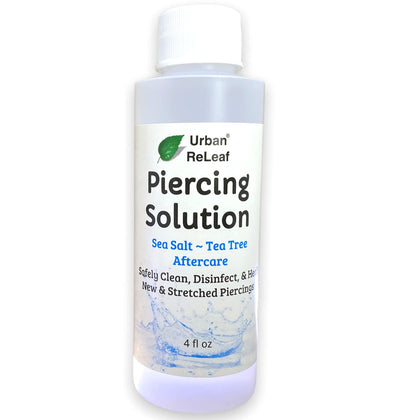 Urban ReLeaf Piercing Solution ! Healing Sea Salts & Tea Tree AFTERCARE 4 oz, Ready to use. Safely Clean, Soothe & Heal New & Stretched Piercings. Gentle Effective Natural & Soothing. Works Fast