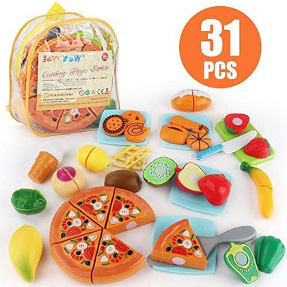 31PCS Cutting Toys Play Food Fruits Vegetable Kitchen Playset Educational Learning Toy Boy Girl Kid with Backpack Storage