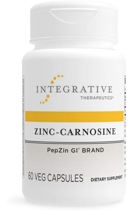 Integrative Therapeutics Zinc-Carnosine - PepZin GI Brand Supplement with Zinc-Carnosine - GI Tract Support* - GI Support Supplement with Zinc-Carnosine* - Gluten Free & Vegan - 60 Capsules