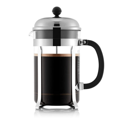 Bodum 51oz Chambord French Press Coffee Maker, High-Heat Borosilicate Glass, Polished Stainless Steel - Made in Portugal