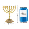 12 Tribes of Israel Menorah, Jerusalem Temple 7 Branch Jewish Candle Holder (5 Inches, Gold)