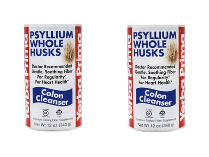 Yerba Prima Psyllium Whole Husks, 12 oz (2 Pack) - Colon Cleanser, Gluten Free, Non-GMO, Soothing Regularity