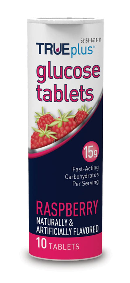 TRUEplus® Glucose Tablets, Raspberry Flavor - 10ct Tube (1)