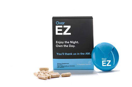 OVER EZ Pre-Drink Supplement - Party Recovery & Prevention Pills for a Night Out & Better Mornings (12 Capsules) & Milk Thistle, Amino Acids, Vitamin Bs