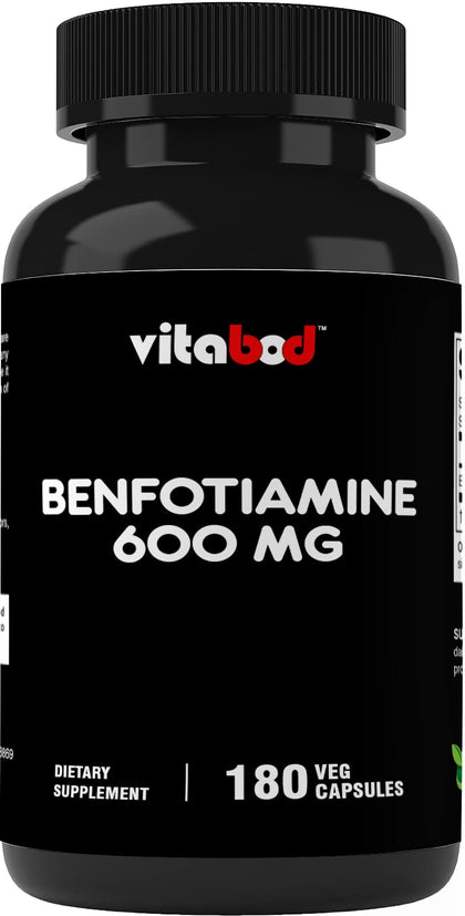 Vitabod Benfotiamine 600mg 180 Vegetarian Capsules - Also Called Fat Soluble Vitamin