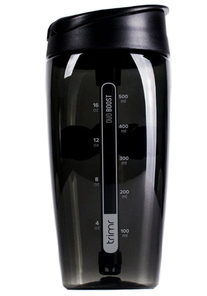 Trimr Shaker Bottle - Duo Boost 24 oz Protein Shaker Cup, Protein Mixer / Blender (Black)