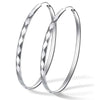 925 Sterling Silver Hoop Earrings, Gintan Silver Earrings Hoops 3mm Wide Diamond Cut Hoop Earrings Large Hoop Earrings Silver Endless Hoop Earrings for Women 30/40/50/60mm