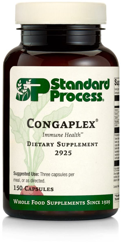 Standard Process Congaplex - Thymus Gland Support Supplement - Support Immune Health with Calcium Lactate, Magnesium, Vitamin C & Vitamin A - Immune System Aid with Mushroom Powder - 150 Capsules