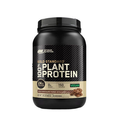 Optimum Nutrition Gold Standard 100% Plant Based Protein Powder, Gluten Free, Vegan Protein for Muscle Support and Recovery with Amino Acids - Rich Chocolate Fudge, 20 Servings