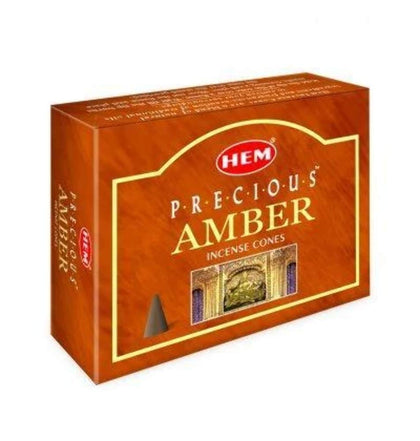 HEM -Precious Amber Incense Cones - Pack of 12