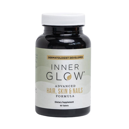 Inner Glow Advanced Hair, Skin & Nails Formula - Dermatologist and Plastic Surgeon Developed, clinically Tested for visibly Stronger and Thicker Hair in 12 Weeks