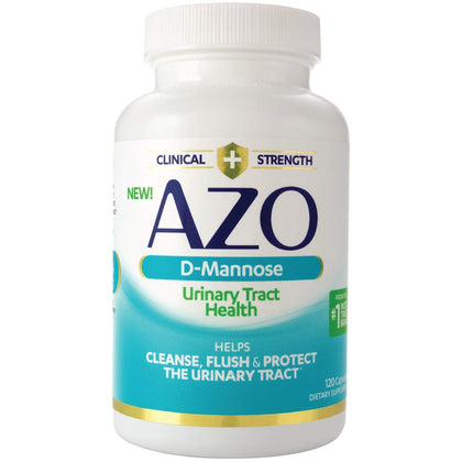 AZO D Mannose Urinary Tract Health, Cleanse, Flush & Protect The Urinary Tract, No.1 Pharmacist Recommended Brand, Clinical Strength, Non-GMO, 120 Count