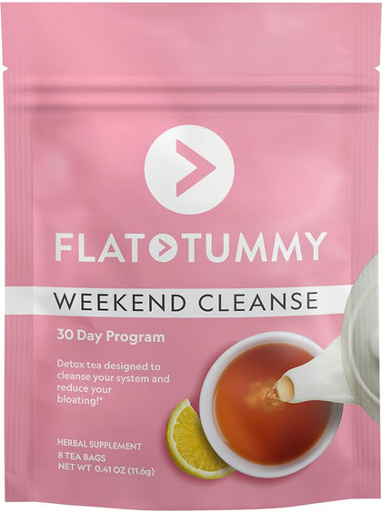 Flat Tummy Weekend Cleanse Tea - 30 Day Program - All Natural Colon Cleanse w/Senna and Dandelion Root, Provides Bloating Relief for Women - Detox Cleanse for Digestion Support and Gas Relief