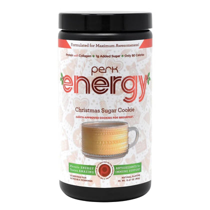 Perk Energy - Original Christmas Sugar Cookie (20 servings) - Provides a Boost in Energy and is Packed with Protein, Collagen