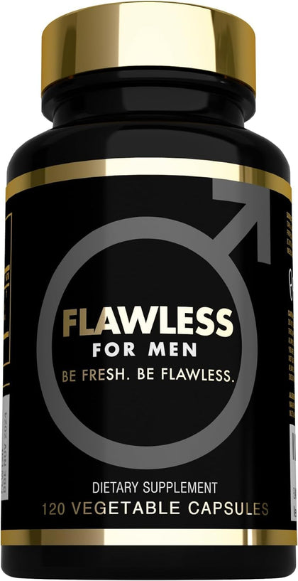 FLAWLESS FOR MEN: Be Ready Male Fiber Supplement | Support Gut Health with Psyllium Husk, Flax & Chia Seeds for Relief of IBS Symptoms | Digestive Cleanliness | 120 Vegan Capsules