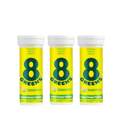 8Greens Daily Greens Effervescent Tablets - Superfood Booster, Energy & Immune Support, Made with Real Greens, Greens Powder, Vitamin C, Lemon Lime, Pack of 3 (Used - Like New)