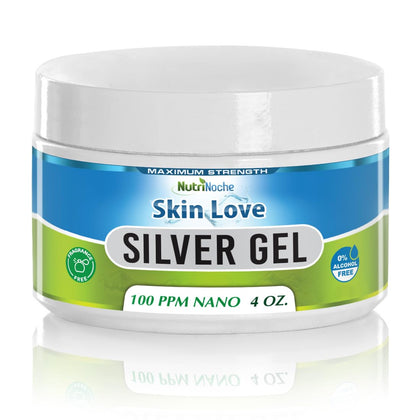 NutriNoche Colloidal Silver Gel - 100 PPM - Colloidal Silver Gel (4oz) - Soothing and Cooling of Sunburns, Razor Burn and Skin Burns