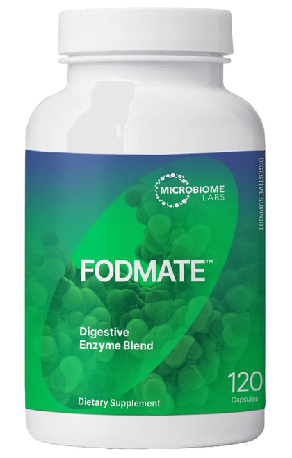 Microbiome Labs FODMATE Digestive Enzymes - Enzymes for Digestion, Occasional Mild Bloating for Adults - Helps Break Down FODMAPs - Complement Low-FODMAP Protocols (120 Ct)