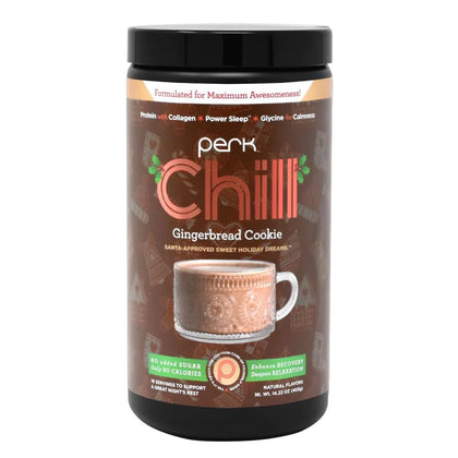 Perk Chill - Original Gingerbread Cookie (18 Servings) - Provides a Boost in Energy and is Packed with Protein, Collagen