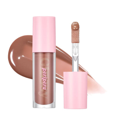 PERIPERA Ink Glasting Lip Gloss | Non-Sticky, High-Shine, 4XL Wand For Easy Application, Comfortable, Plumping, Fuller-Looking Lips, Moisturizing, Long-Lasting, Vegan (002 EDGE NUDE)