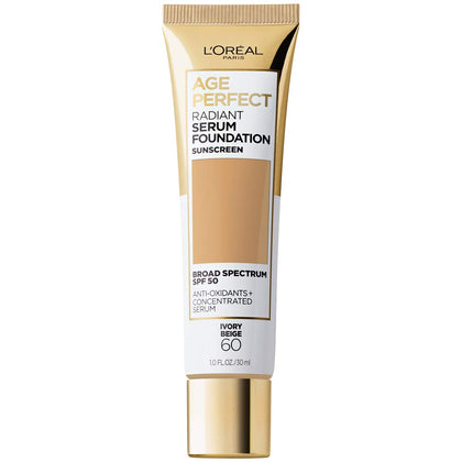 L'Oreal Paris Age Perfect Radiant Serum Foundation with SPF 50, Ivory Beige, 1 Ounce