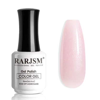 RARJSM Nude Gel Nail Polish Silver Glitter Pale Pink Neutral Color Shimmer Pigment Skin Tone Gel Polish 15ml Sparkle Sheer Pink Natural Soak off UV LED Cured for Home Salon DIY Nail Art Single Bottle