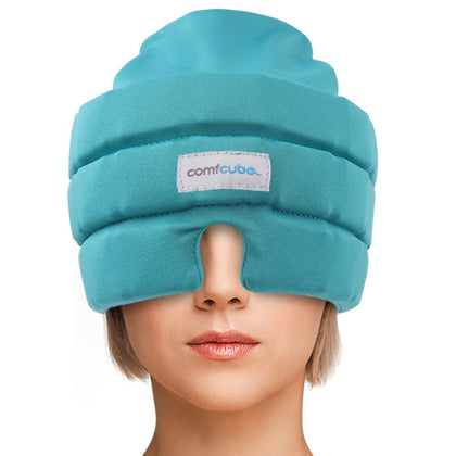 Comfcube Migraine & Headache Relief Ice Cap, 2 Hours Long Lasting Cold Therapy Wearable Form Fitting Ice Hat for Tension Headache, Sinus & Stress Relief, Puffy Eyes, Chronic Migraine, Chemo