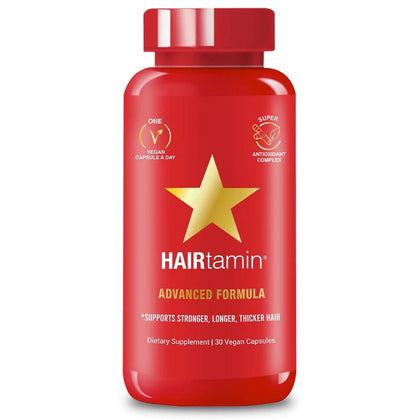 HAIRtamin Vegan Hair Vitamins for Faster Growth | All Natural Biotin Capsules to Support Healthy Hair, Skin and Nails | May Reduce Loss & Thinning | 30 Capsules