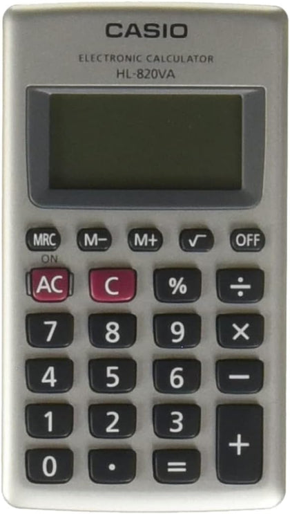 Casio HL-820VA-S-MH Portable Calculator, 8 Digits, Basic Operations