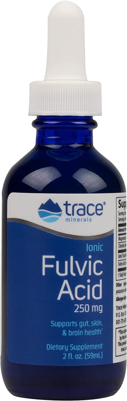 Trace Minerals | Liquid Ionic Fulvic Acid | 250 mg | Normal Gut and Digestion Function | Powered by Concentrace Ionic Trace Minerals | 60 Servings, 2 fl oz