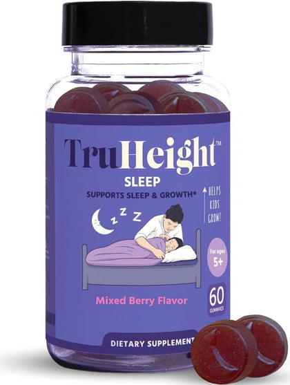 TruHeight Sleep Gummies - Kids & Teen Natural Sleep Aid for Maximum Growth - Pediatric Recommended - Kids Melatonin Gummy - Kids Sleep Gummies - Melatonin, Ashwagandha, L Theanine, Lemon Balm, Ages 4+