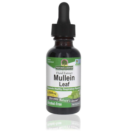 Nature's Answer Alcohol-Free Mullein Leaf 1oz Extract | Herbal Supplement | Supports Respiratory Function & Mucous Membranes | Non-GMO, Kosher, Gluten-Free | Single Count