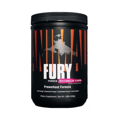 Animal Fury Pre Workout Powder Supplement for Energy and Focus 5g BCAA 350mg Caffeine Nitric Oxide Without Creatine Powerful Stimulant for Bodybuilders, Watermelon, Watermelon, 16.96 Ounce