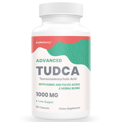 KoNefancy TUDCA Liver Supplements 1000 mg-Bile Salts for Liver Cleanse Detox-Milk Thistle Herbal Blend with Fulvic and Humic Acid for Liver,Digestive Health,60 Vegan Capsules