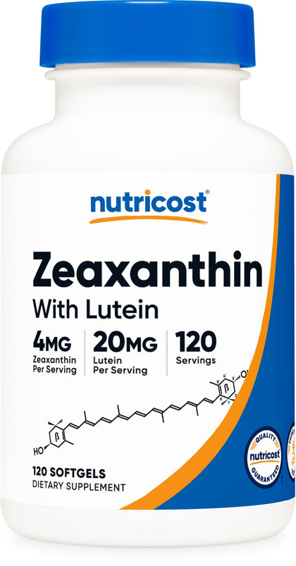 Nutricost Zeaxanthin with Lutein 20mg, 120 Softgels - Potent, Non-GMO, Gluten Free