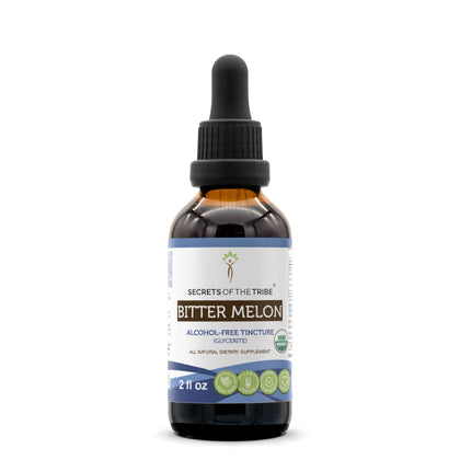 Secrets of the Tribe Bitter Melon USDA Organic | Alcohol-Free Extract, High-Potency Herbal Drops | Made from 100% Certified Organic Bitter Melon (Momordica Charantia) Dried Fruit 2 oz